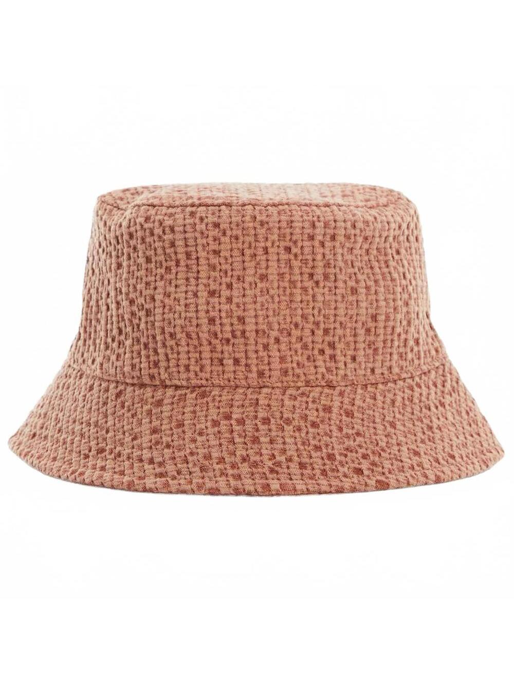Mango Cotton Texture Bucket Hat CORAL ORANGE PINK NWT